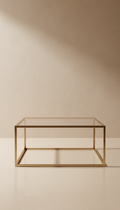 mesa de centro minimalista de vidrio templado