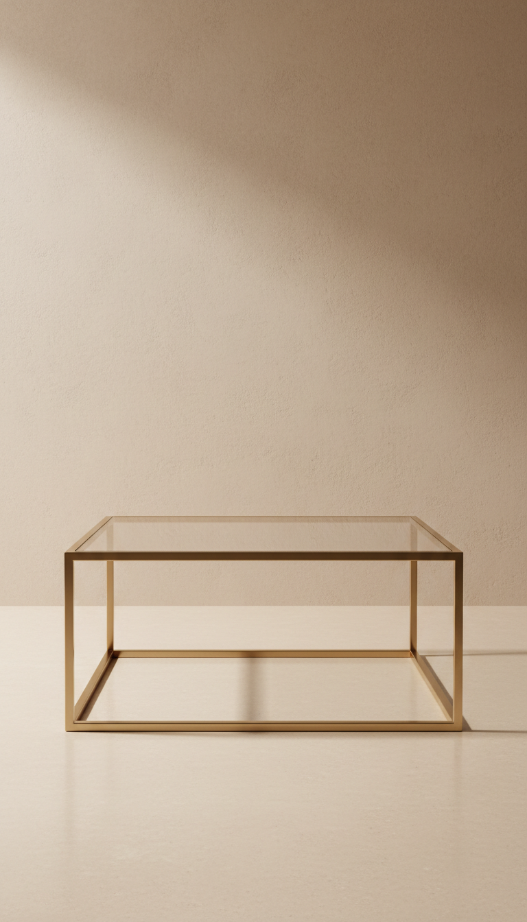 mesa de centro minimalista de vidrio templado